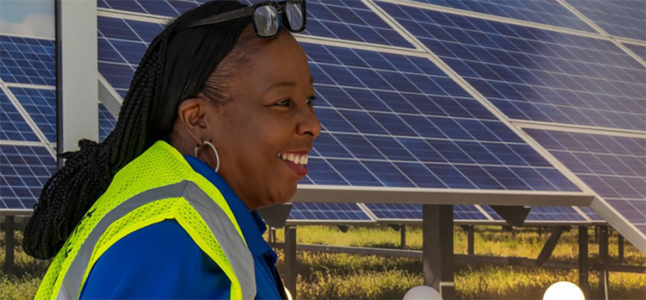 Consumers energy worker at a solar installation